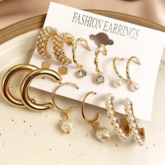 18 pairs Fashion Latest Earrings Combo Set Crystal Pearl Stud Earrings for Women - Picture 2 of 10